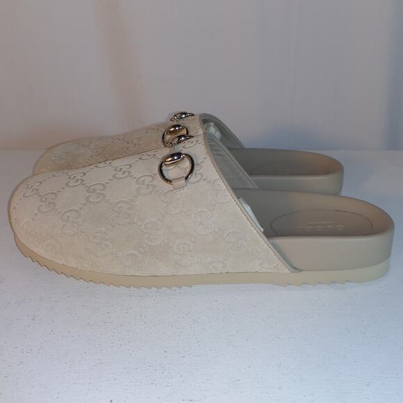 Gucci 'Sol' Tan Horsebit-Detailed Debossed Leather Trimmed Suede Slip On - Picture 3 of 6